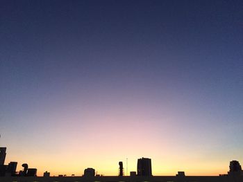 Silhouette of city at sunset