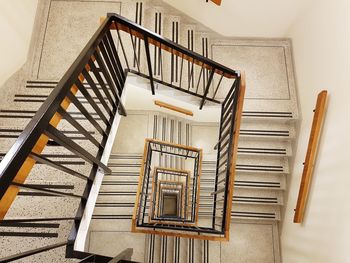 High angle view of spiral stairs