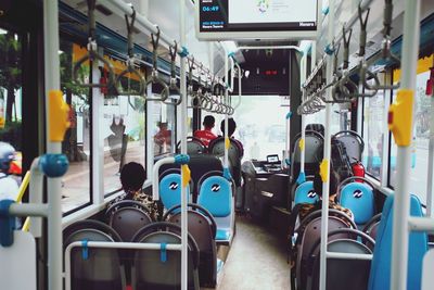 Rear view of train in bus