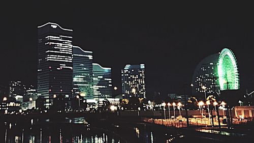 Illuminated city at night