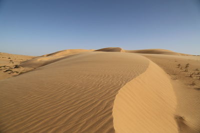 Scenic view of desert against clear sky