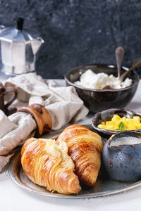 Close-up of breakfast on table