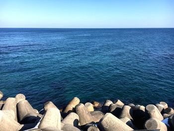 Scenic view of sea against clear sky