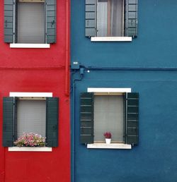 Full frame shot of window of building in burano, venice. 