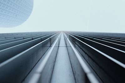 Empty railroad tracks against clear sky