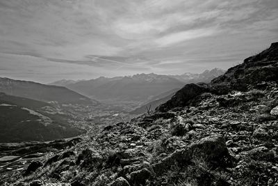 Scenic view of mountains against sky