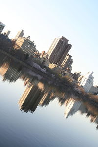 Reflection of buildings in water