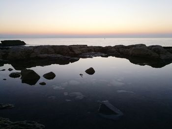 Scenic view of sea against sky at sunset