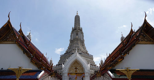 Low angle view of temple building against sky