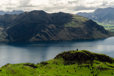 Scenic view of lake and mountains