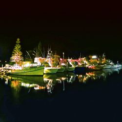 View of illuminated buildings at night