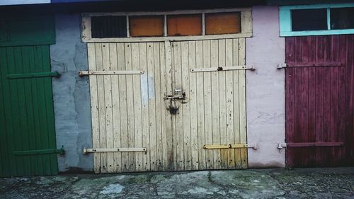 Closed door of building