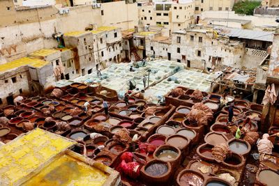 High angle view of old industry in city at middle east