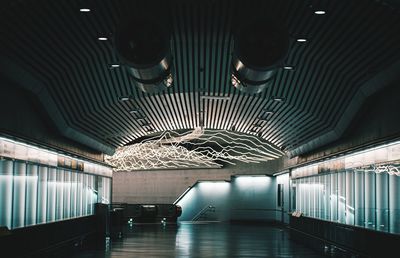 Interior of illuminated subway