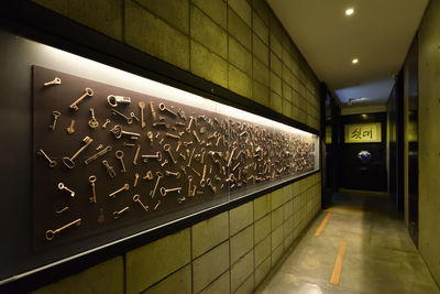 Illuminated information sign at night