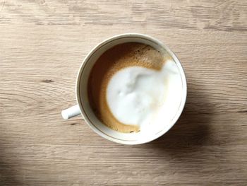 High angle view of coffee on table