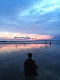 Scenic view of sea at sunset