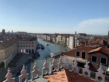 High angle view of buildings in city