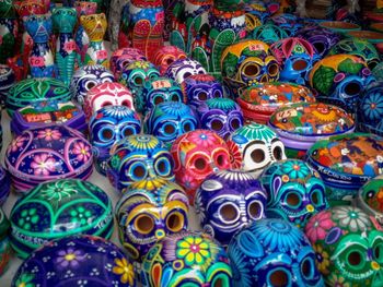 Full frame shot of multi colored decorations for sale at market stall