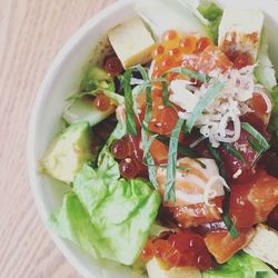 High angle view of salad in plate