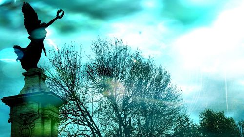 Low angle view of trees against sky