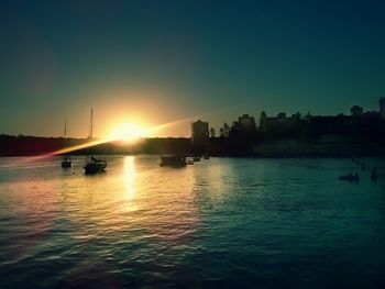 Scenic view of sea at sunset