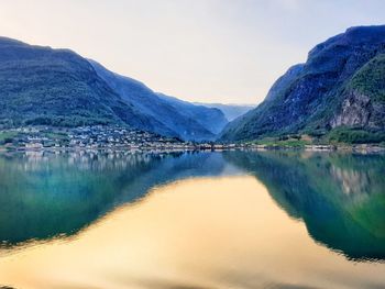 Scenic view of lake against sky