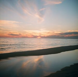 Scenic view of sea at sunset