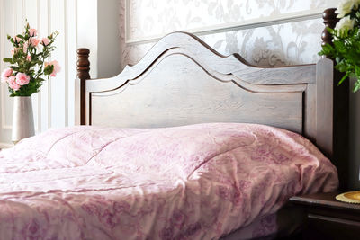 Detail image of antique luxury bed and furnitures, bed room interior design and decor