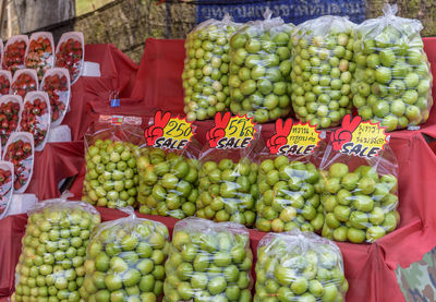 Vegetables for sale at market stall