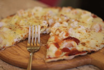 Close-up of pizza on table