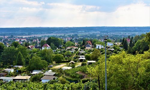 High angle view of townscape against sky