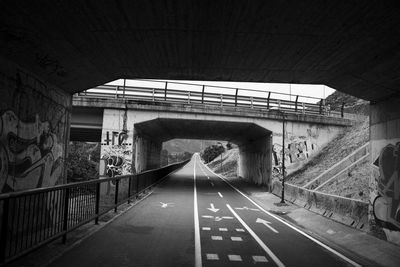 Railroad tracks in tunnel