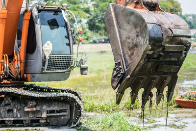 Tractor on agricultural field