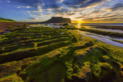 Sunrise at jeju do seongsan ilchulbong, jeju island, south korea