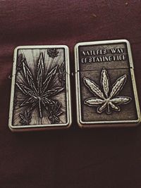 Close-up of objects on wall