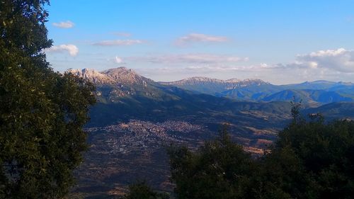 Scenic view of mountains against sky