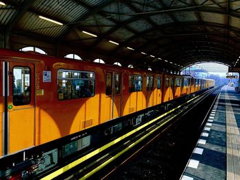 Train at railroad station platform