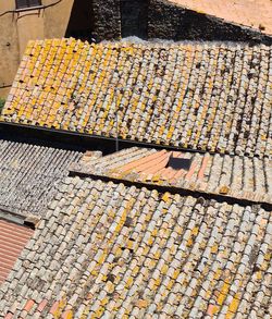 High angle view of roof tiles