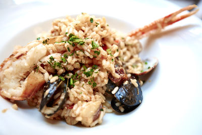 Close-up of seafood in plate