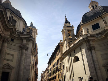 Low angle view of buildings against sky