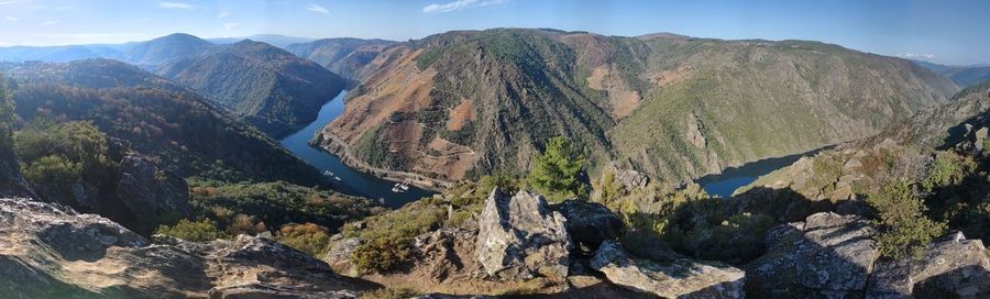 Panoramic view of mountains against sky