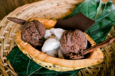 Close-up of food served in basket