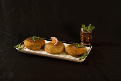 Close-up of food served in plate