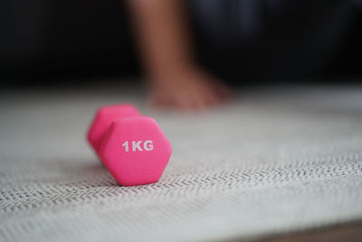 Close-up of rubber duck on table