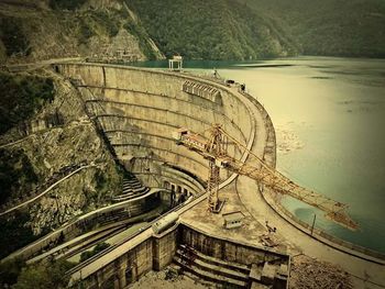 High angle view of bridge over lake