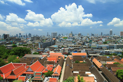 High angle view of townscape against sky