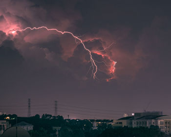 Scenic view of dramatic sky during lightning 