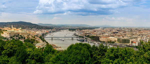 High angle view of cityscape against sky