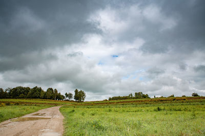 Scenic view of land against sky